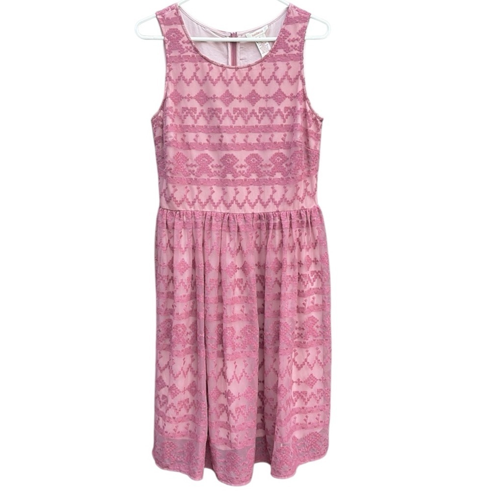 EUC Sundance In A Heartbeat Embroidered Mesh Sleeveless Dress Dusty Rose Size 6